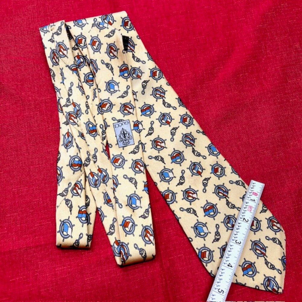 (4) GUCCI 100% SILK MEN'S Neck Ties Blue Stripted Silver Green Gold (Select 1) - Picture 13 of 16